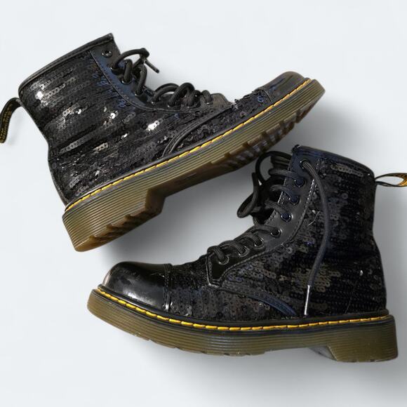 Dr. Martens Pooch Sequin Boots Kids Size 2 - Picture 1 of 6